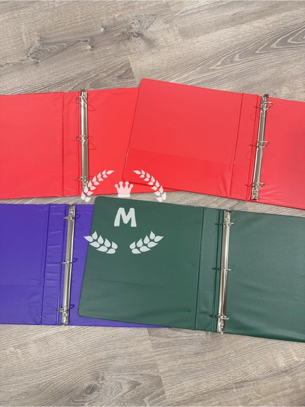 3-Ring 1 inch Binders with D Metal Rings two interior pockets Set of 4